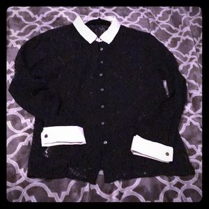 Ann Taylor very Betty Cooper black lace blouse